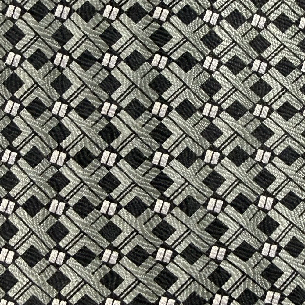 Studio 1408 New York Gray Geometric 100% Silk Tie 57x3.75 Wide Necktie
